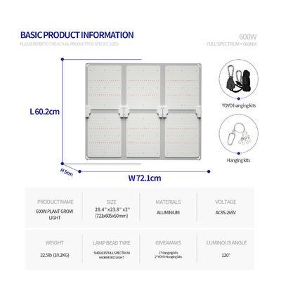 調光機能付き600WフルスペクトルLED植物育成ライト、最適な植物の成長のために