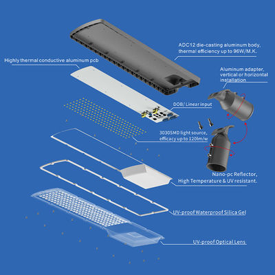 高速道路や駐車場向けの3000K-6500K調整可能な色温度を備えた高輝度IP66防水LED街路灯