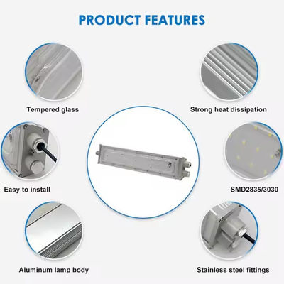 IP65 SMD2835 LED 防爆線形光 危険場所用 アルミ製温めガラス