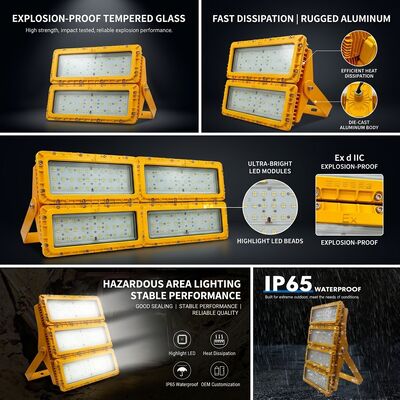 IP65防水 600W LED防爆投光灯 -40℃/60℃ LUMILEDS LM-80 ATEX IIb T6 WF2 危険場所用照明器具