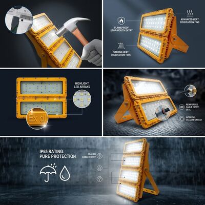 コンパクト 防火 600W LED 防爆 防洪 ライト LUMILEDS LM-80 ATEX IIb T6 IP65 425X485X165mm 危険装置