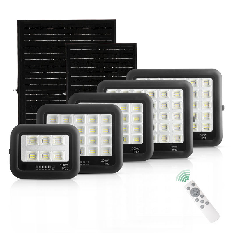 Ip65 ABS 温熱ガラス 太陽光ランプ フロードライト 100w 200w 300w 400w 500w LED 太陽光洪水灯