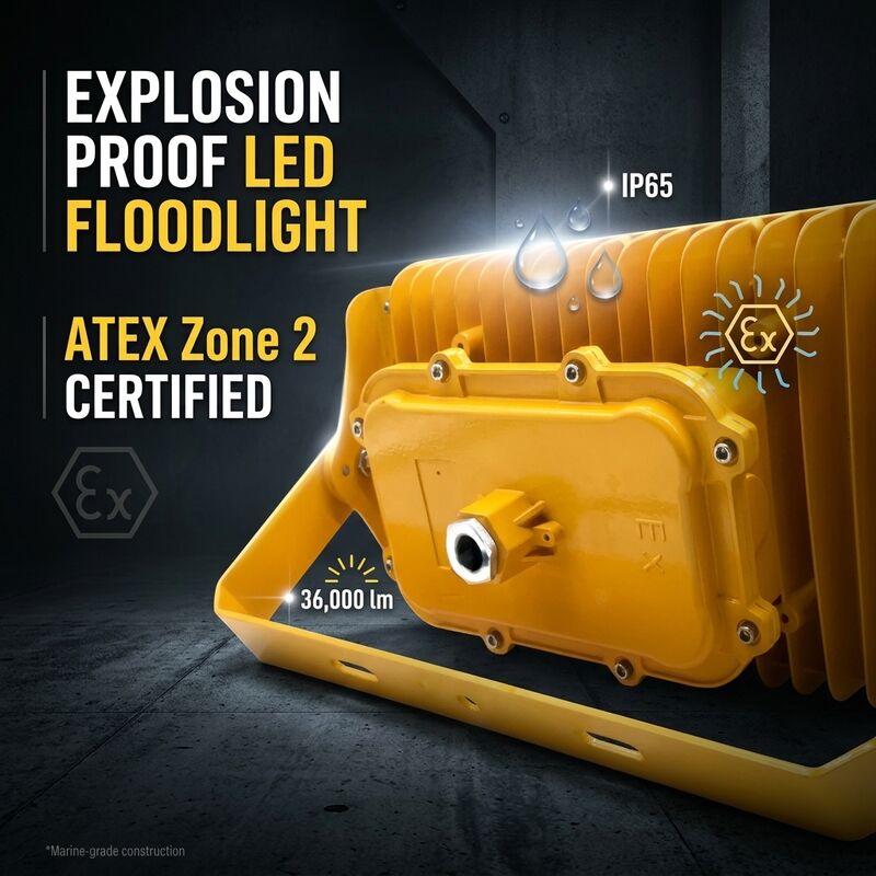 600W LED 防爆洪水灯 90° フレンズマウント 構造プラットフォーム 黄色 ATEX IIB T6 IP65 RFEPL8280 照明