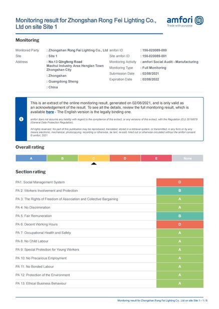 中国 Zhongshan Rong Fei Lighting Co., Ltd 認証